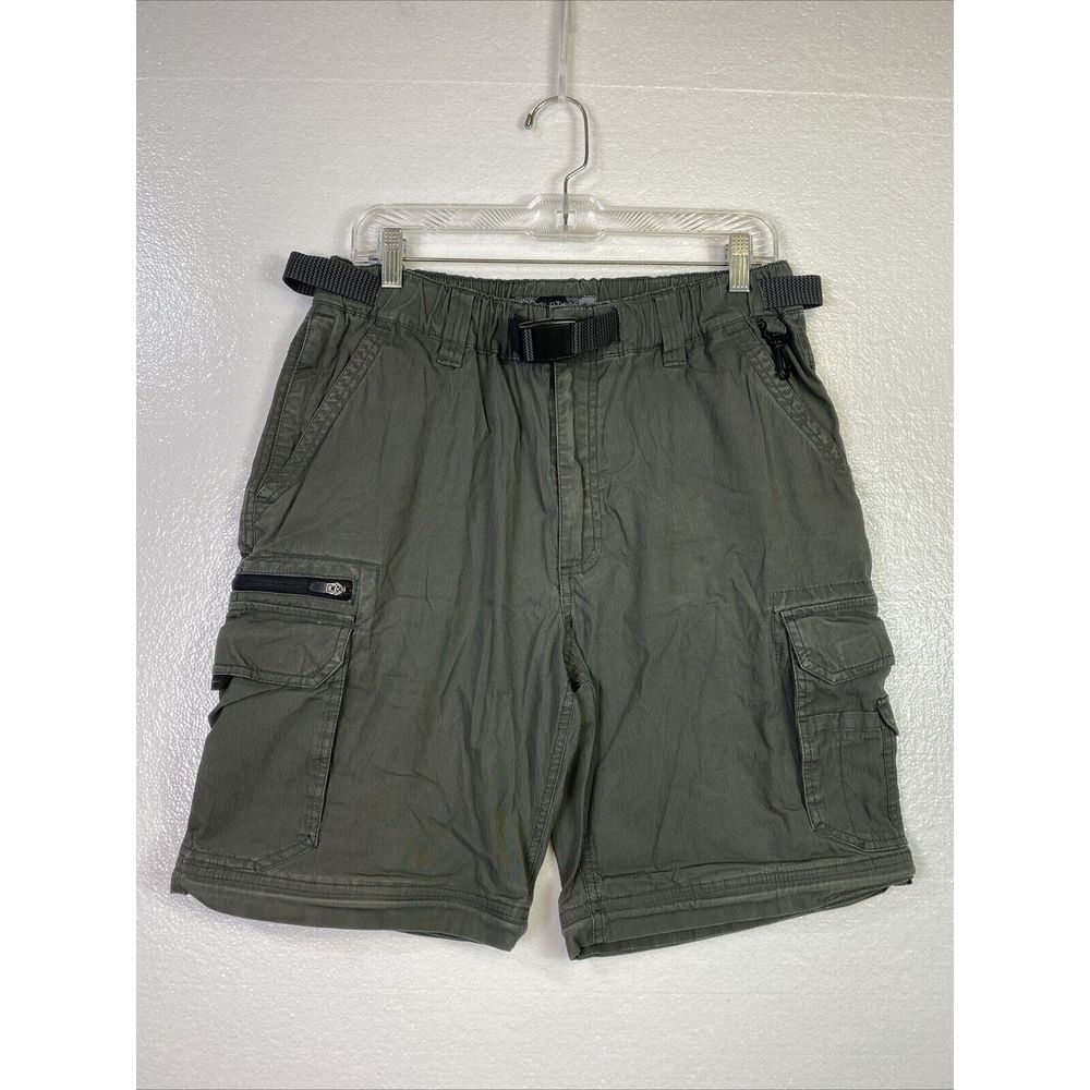 BC Clothing Cargo Shorts MX32 Mens Gray Belt‎ Stretch zip Outdoor Hiking Fishing